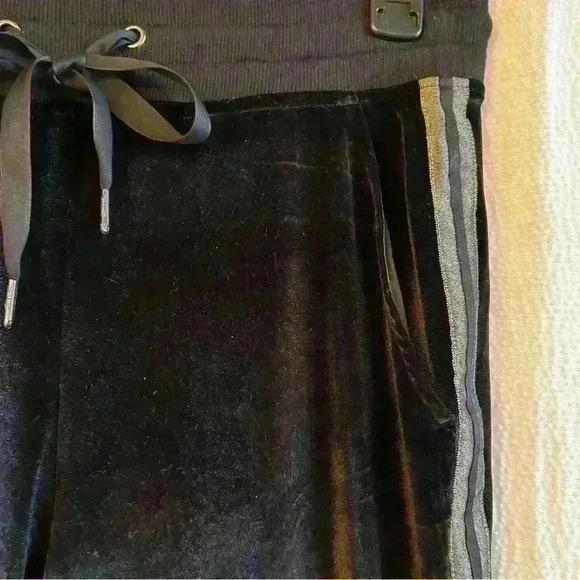 HUDSON Los Angeles Black Velvet Gold Striped Joggers Size small - Picture 2 of 10